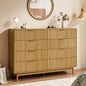 YouTrend Fluted 6 Drawers Dresser, 55.1" Wide Modern Chest of Drawers with Wood Foot, Dresser TV Stand Up to 65 Inch TV, Wood Drawer Organizer for Bedroom, Living Room, Hallway