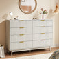 YouTrend Fluted 6 Drawers Dresser, 55.1" Wide Modern Chest of Drawers with Wood Foot, Dresser TV Stand Up to 65 Inch TV, Wood Drawer Organizer for Bedroom, Living Room, Hallway