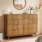 YouTrend Fluted 6 Drawers Dresser, 55.1" Wide Modern Chest of Drawers with Wood Foot, Dresser TV Stand Up to 65 Inch TV, Wood Drawer Organizer for Bedroom, Living Room, Hallway