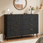 YouTrend Fluted 6 Drawers Dresser, 55.1" Wide Modern Chest of Drawers with Wood Foot, Dresser TV Stand Up to 65 Inch TV, Wood Drawer Organizer for Bedroom, Living Room, Hallway
