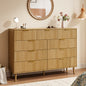 YouTrend Fluted 6 Drawers Dresser, 55.1" Wide Modern Chest of Drawers with Wood Foot, Dresser TV Stand Up to 65 Inch TV, Wood Drawer Organizer for Bedroom, Living Room, Hallway