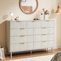 YouTrend Fluted 6 Drawers Dresser, 55.1" Wide Modern Chest of Drawers with Wood Foot, Dresser TV Stand Up to 65 Inch TV, Wood Drawer Organizer for Bedroom, Living Room, Hallway