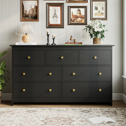 7 Drawer Dresser, Modern Chests of Drawers Wood Adult Storage Cabinet for Bedroom Living Room Hallway Entryway