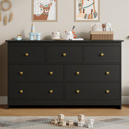 7 Drawer Dresser, Modern Chests of Drawers Wood Adult Storage Cabinet for Bedroom Living Room Hallway Entryway