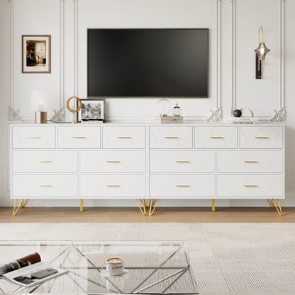 7 Drawer Dresser,Adult Dresser with Golden Legs & Handles,Wooden Chest of Drawer, for Bedroom Living Room