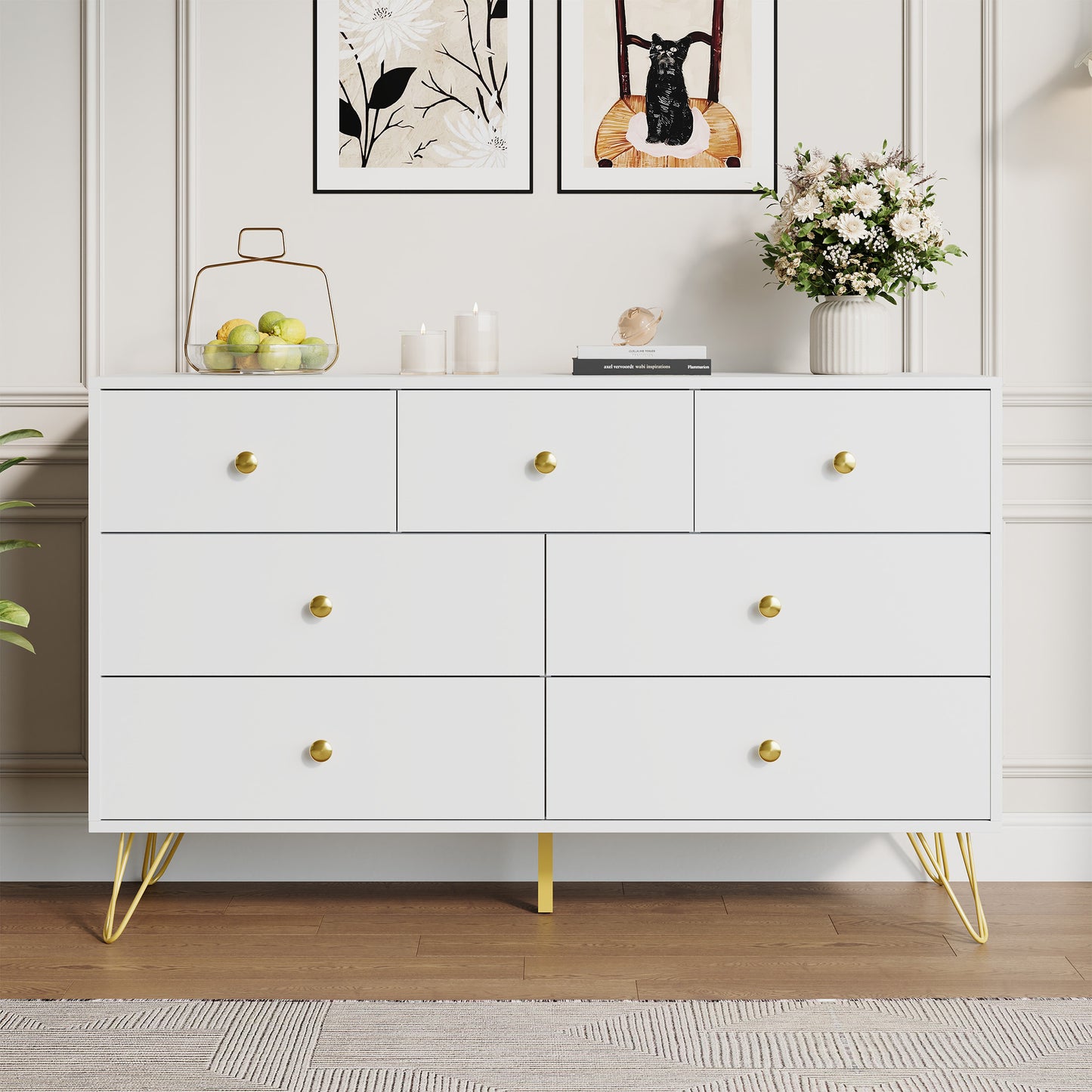 7 Drawer Dresser,Adult Chest of Drawers with Golden Handles & Legs for YouTrend 7 Drawer Dresser,Adult Chest of Drawers with Golden Handles & Legs for YouTrend