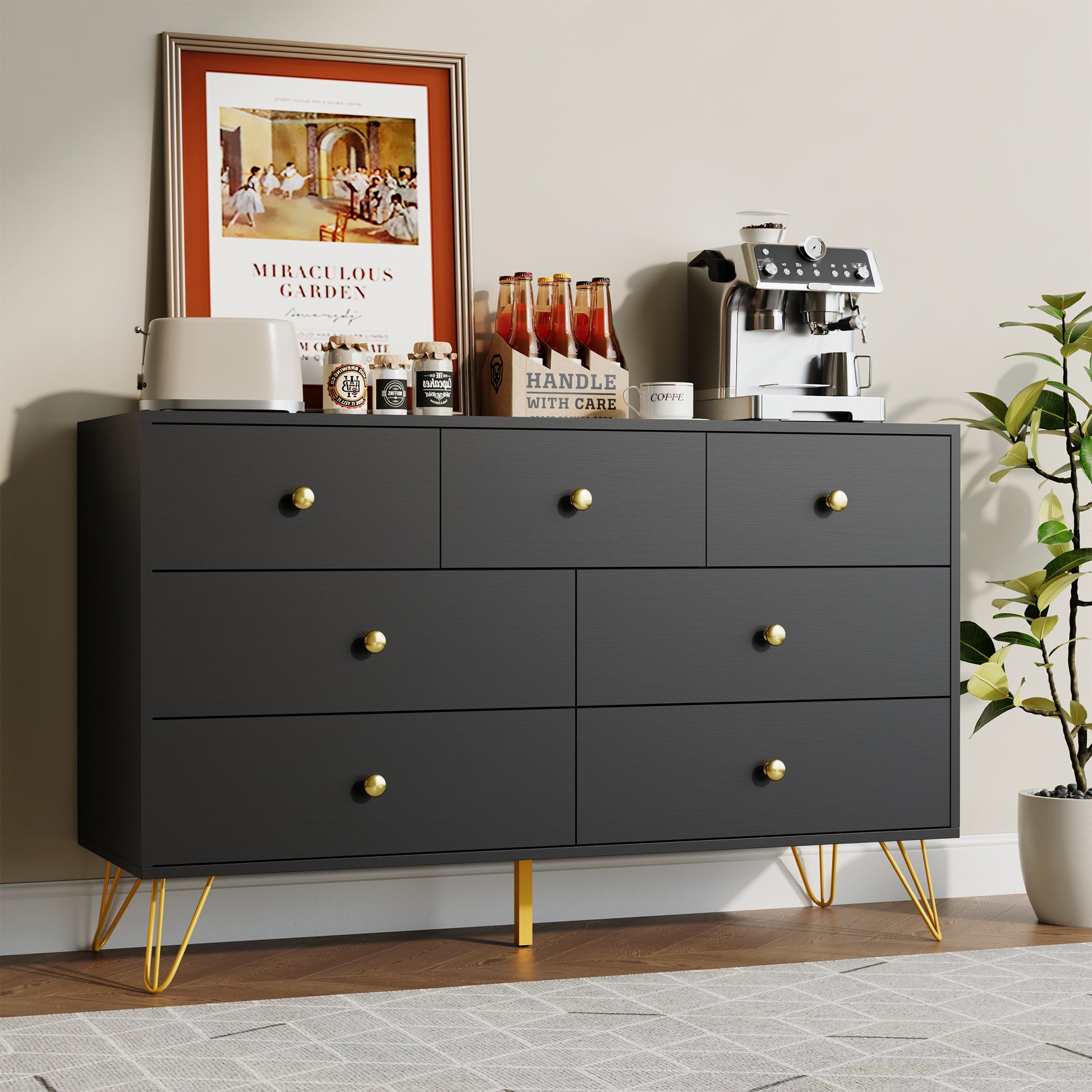 7 Drawer Dresser,Adult Chest of Drawers with Golden Handles & Legs for YouTrend 7 Drawer Dresser,Adult Chest of Drawers with Golden Handles & Legs for YouTrend