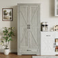 69" Tall Kitchen Pantry,Farmhouse Storage Cabinet with 2 Barn Doors 4 Adjustable Shelves and Large Drawer for Dining Room,Living Room,Bathroom