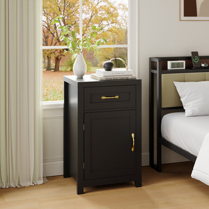 Farmhouse End Table with Drawer and Storage Cabinet for Living Room,Rustic Nightstand for Bedroom