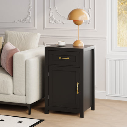 Farmhouse End Table with Drawer and Storage Cabinet for Living Room,Rustic Nightstand for Bedroom
