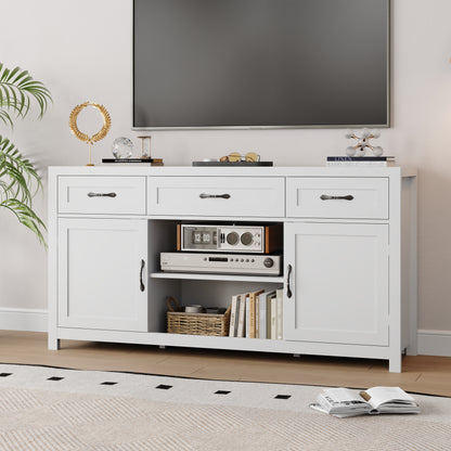 Farmhouse TV Stand for TVs up to 65'',Entertainment Center with Storage Cabinet for Living Room