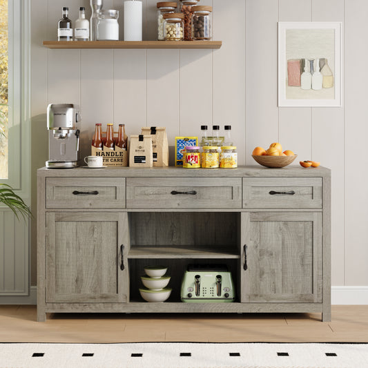 Farmhouse TV Stand for TVs up to 65'',Entertainment Center with Storage Cabinet for Living Room
