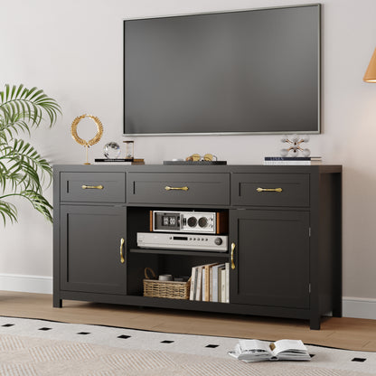 Farmhouse TV Stand for TVs up to 65'',Entertainment Center with Storage Cabinet for Living Room