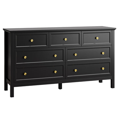 7 Drawer Dresser, Retro Wood Adult Dresser with Metal Handles for Bedroom,Living Room, Hallway