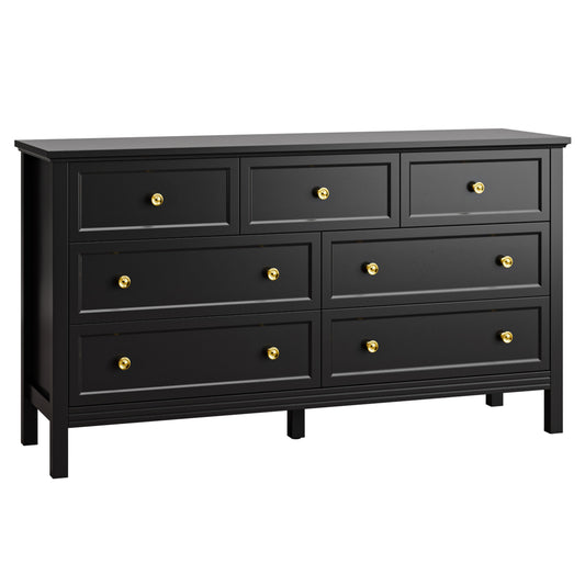 7 Drawer Dresser, Retro Wood Adult Dresser with Metal Handles for Bedroom,Living Room, Hallway