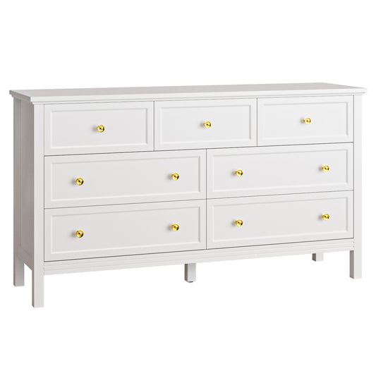 7 Drawer Dresser, Retro Wood Adult Dresser with Metal Handles for Bedroom,Living Room, Hallway