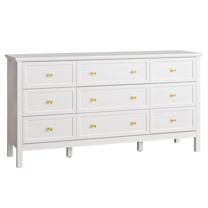 9 Drawer Dresser Retro Wood Adult Dresser with Metal Handles for Bedroom,Living Room, Entryway, Hallway