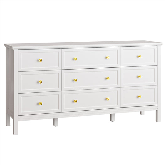 9 Drawer Dresser Retro Wood Adult Dresser with Metal Handles for Bedroom,Living Room, Entryway, Hallway