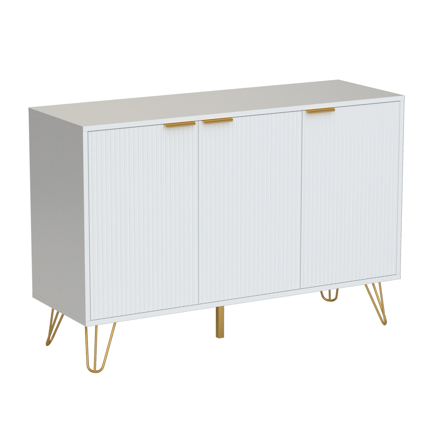 Buffet Cabinet with Storage,Fluted Modern Sideboard Storage Cabinet with 3 Doors,for Living Room Bedroom Dining Room Entryway