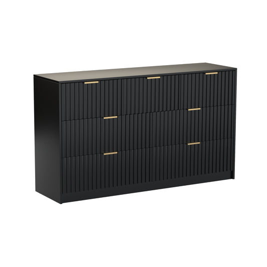 7 Drawer Dresser with for Bedroom,Modern Fluted Wood Chest of Drawer with Golden Embedded Handles for Living Room,Hallway