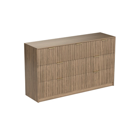 7 Drawer Dresser with for Bedroom,Modern Fluted Wood Chest of Drawer with Golden Embedded Handles for Living Room,Hallway