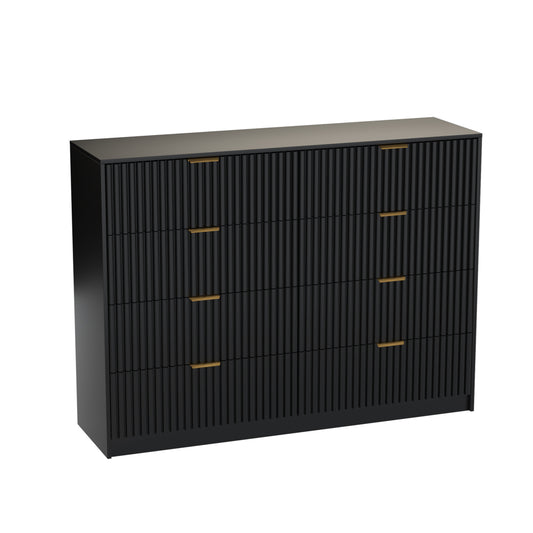 8 Drawer Dresser with for Bedroom,Modern Fluted Wood Chest of Drawer with Golden Embedded Handles for Living Room,Hallway