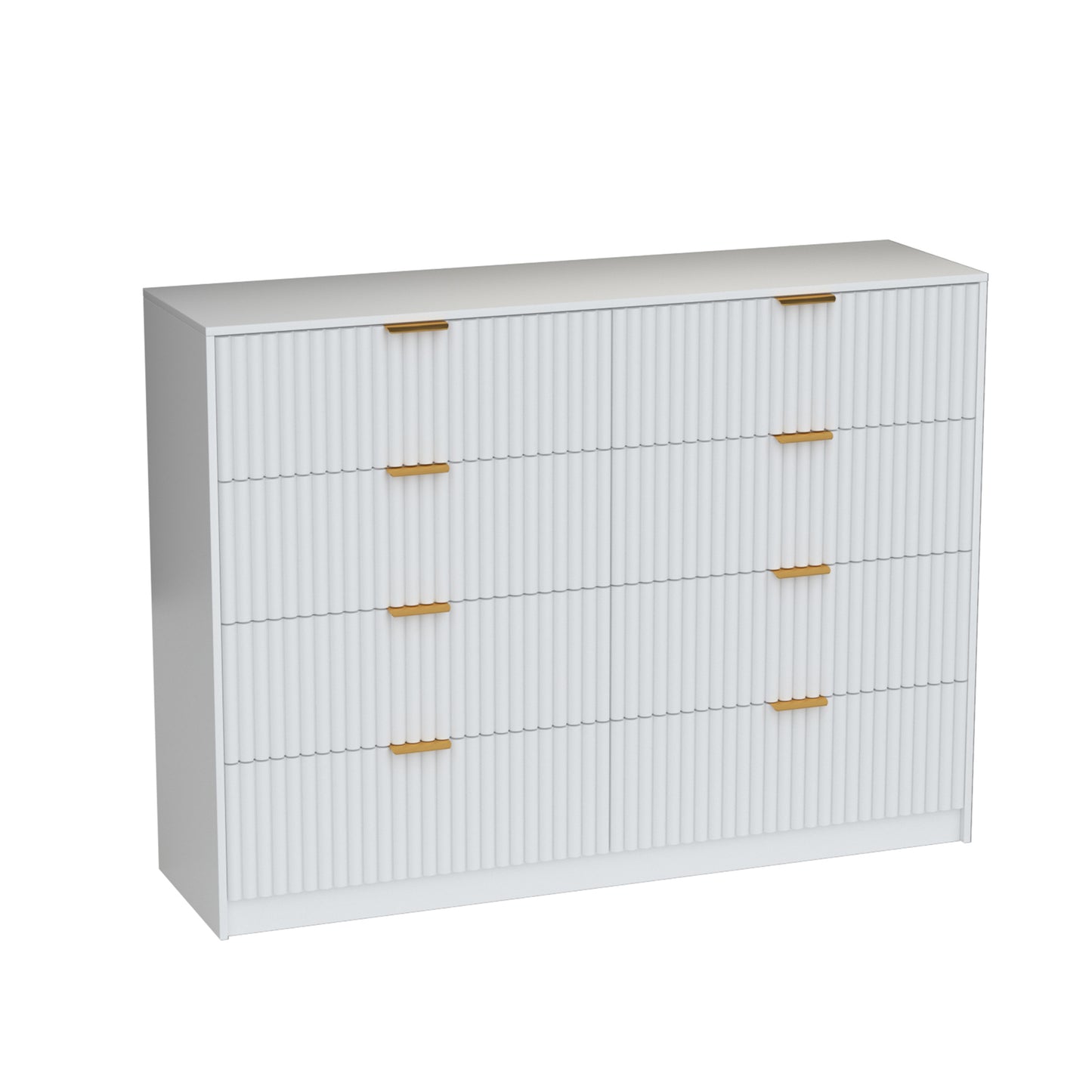 8 Drawer Dresser with for Bedroom,Modern Fluted Wood Chest of Drawer with Golden Embedded Handles for Living Room,Hallway