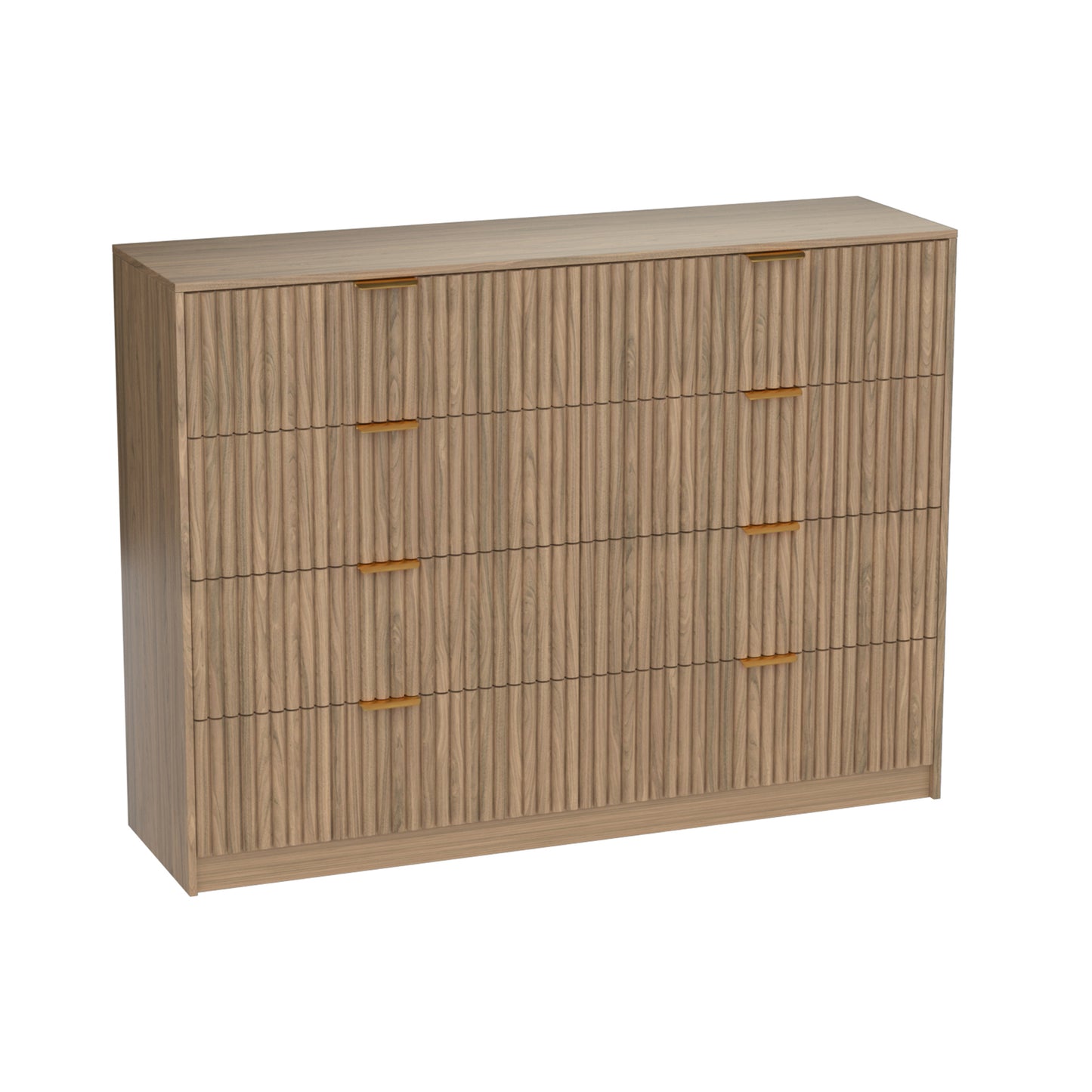 8 Drawer Dresser with for Bedroom,Modern Fluted Wood Chest of Drawer with Golden Embedded Handles for Living Room,Hallway