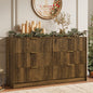 YouTrend 6 Drawer Dresser for Bedroom,55.1"Width Fluted Wood Chest of Drawer with Golden Embedded Handles for Living Room,Black