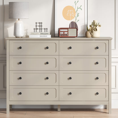 YouTrend 8-Drawer Dressers for Bedroom,55.1"Width Modern Chest of Drawer with Metal Handlesfor Living Room,Hallway,Entryway,White