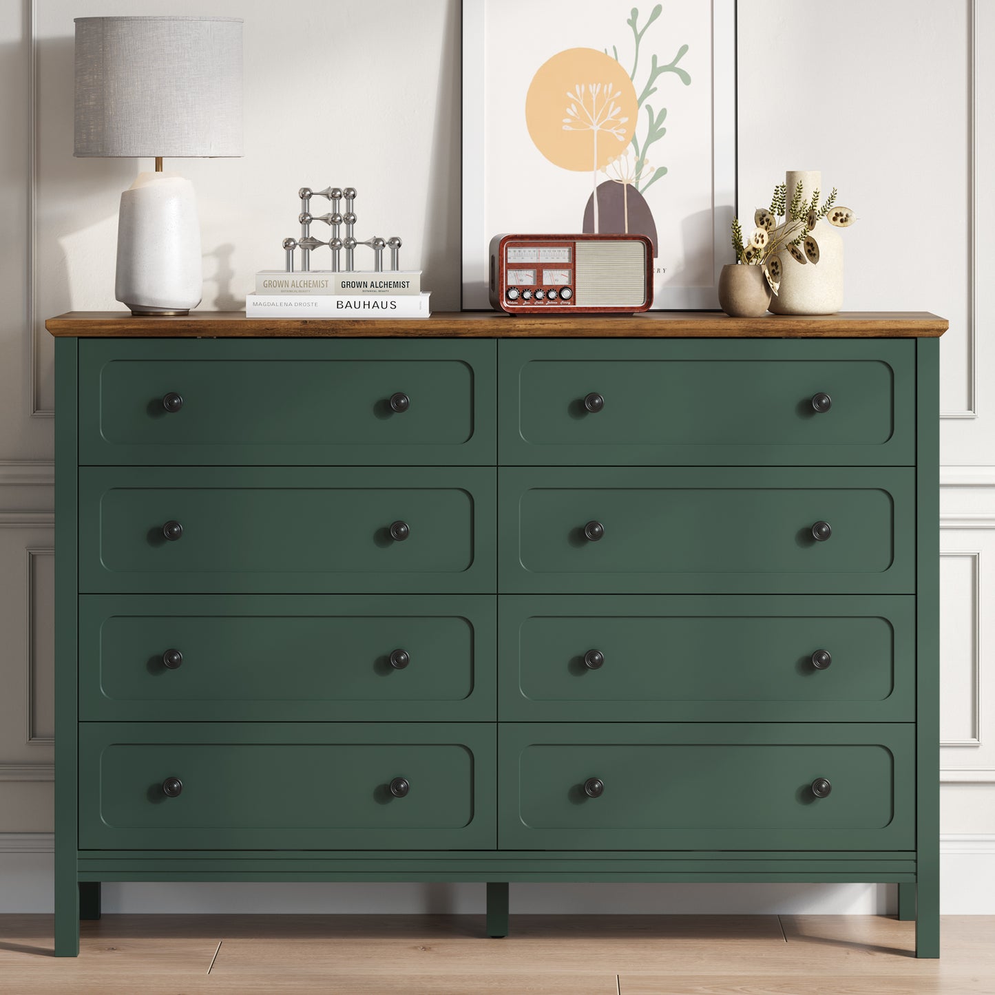 YouTrend 8-Drawer Dressers for Bedroom,55.1"Width Modern Chest of Drawer with Metal Handlesfor Living Room,Hallway,Entryway,White
