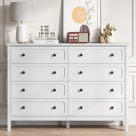 YouTrend 8-Drawer Dressers for Bedroom,55.1"Width Modern Chest of Drawer with Metal Handlesfor Living Room,Hallway,Entryway,White