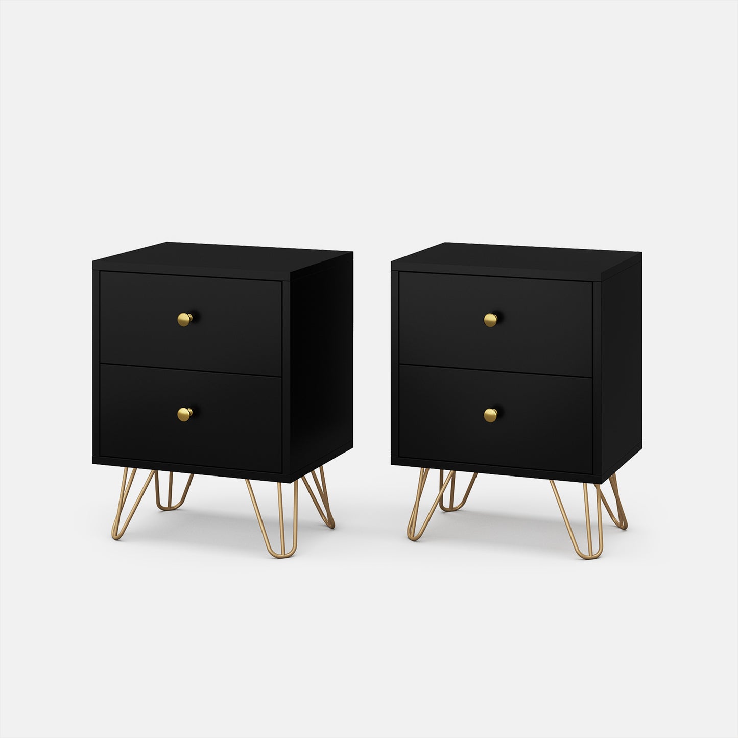 Modern Wood Nightstand Set of 2 with 2 Drawers Bedside Tables End Table for Bedroom Living Room