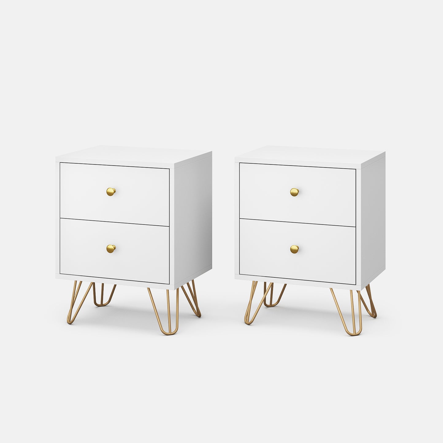 Modern Wood Nightstand Set of 2 with 2 Drawers Bedside Tables End Table for Bedroom Living Room