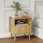 YouTrend Nightstand with Open Shelf,Beside Table with Fluted Design ,End Table with Solid Wood Legs for bedroom