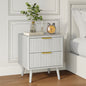 YouTrend Nightstand with Open Shelf,Beside Table with Fluted Design ,End Table with Solid Wood Legs for bedroom