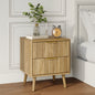 YouTrend Nightstand with Open Shelf,Beside Table with Fluted Design ,End Table with Solid Wood Legs for bedroom