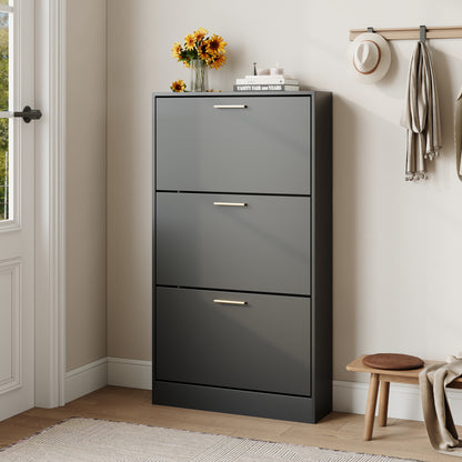 Shoe Cabinet with 3 Flip Drawers Narrow Storage Cabinet Organizer for Entryway