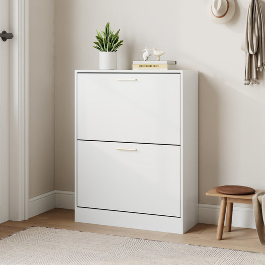 Shoe Cabinet with 2 Flip Drawers Narrow Storage Cabinet Organizer for Entryway