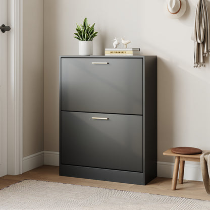Shoe Cabinet with 2 Flip Drawers Narrow Storage Cabinet Organizer for Entryway