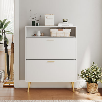 Shoe Cabinet with 2 Flip Drawers and Open Shelf Shoe Organizer for Entryway