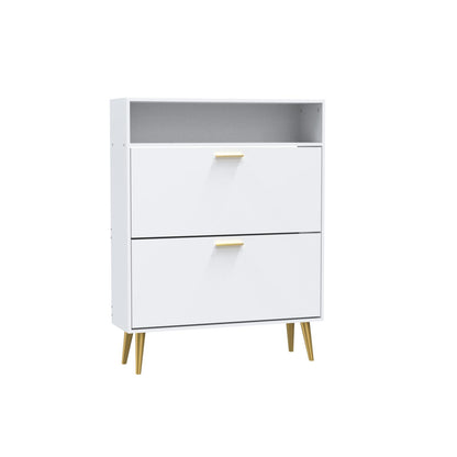 Shoe Cabinet with 2 Flip Drawers and Open Shelf Shoe Organizer for Entryway