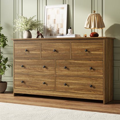 ASTUVIA 7 Drawer White Dresser for Bedroom - Wide TV Stand with Anti-Tip Metal Rails