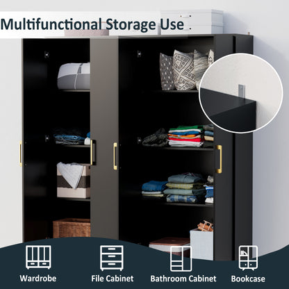 69'' Tall Storage Cabinet,Wood Pantry Cabinet with 4 Shelves & 2 Doors for Living Room, Kitchen, Bathroom, Office