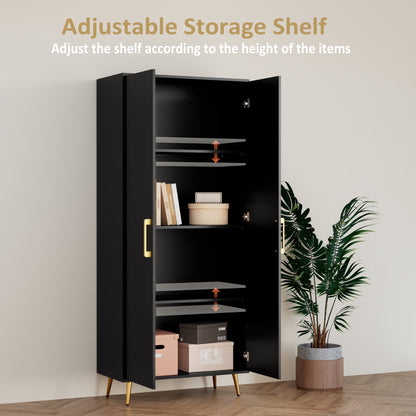 69'' Tall Storage Cabinet,Wood Pantry Cabinet with 4 Shelves & 2 Doors for Living Room, Kitchen, Bathroom, Office
