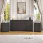 YouTrend 3-Piece Modern Bedroom Set - 7 Drawer Wide Dresser & Nightstands Set of 2 with Fluted Design, Anti-Tip Safety Black Natural Wood Storage Furniture for Bedroom,Hallway