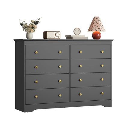 YouTrend 55.1" Wide Dresser for Bedroom, 10 Drawer Dresser with Large Drawers, Dresser for TVs Up to 65",Brown