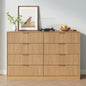 8 Drawer Dresser with for Bedroom,Modern Fluted Wood Chest of Drawer with Golden Embedded Handles for Living Room,Hallway