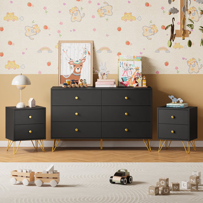 YouTrend Dresser and Nightstand sets,7 Drawer Dresser for Bedroom, 3 Piece Bedroom Dresser Set for Adult,Black
