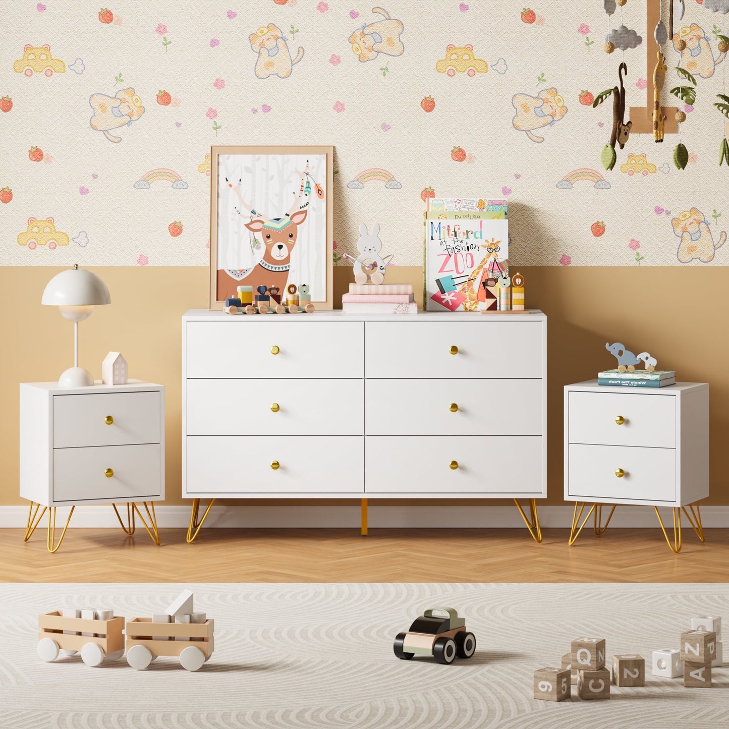 YouTrend Dresser and Nightstand sets,7 Drawer Dresser for Bedroom, 3 Piece Bedroom Dresser Set for Adult,Black